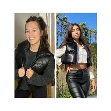 UANEO Cropped Puffer Vest Women Zip Up Stand Collar Sleeveless Padded Crop Puffy Vests