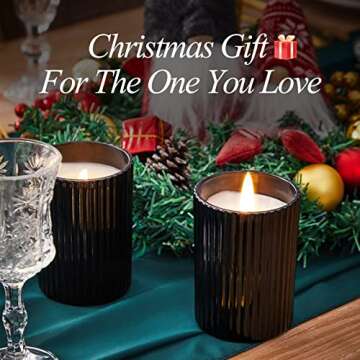 Lavender Candle for Home Scented Christmas Vanilla Soy Candle Day Gifts Set for Women 100% Natural Cotton Wicks 6.3 Oz 36 Hours Long Burning,Black Large Jars Eucalyptus Aromatherapy Candle Home Decor