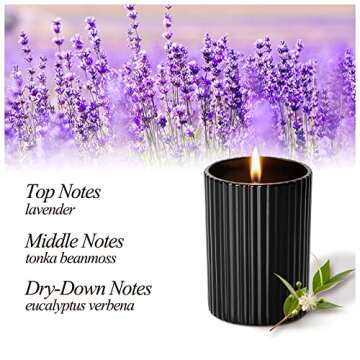 Lavender Candle for Home Scented Christmas Vanilla Soy Candle Day Gifts Set for Women 100% Natural Cotton Wicks 6.3 Oz 36 Hours Long Burning,Black Large Jars Eucalyptus Aromatherapy Candle Home Decor