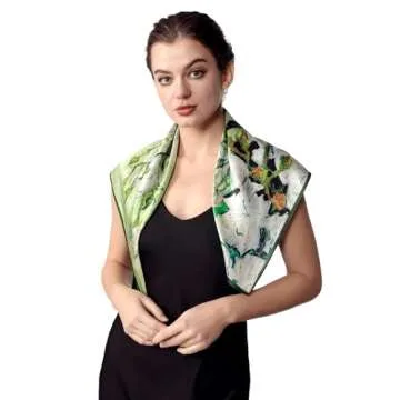 PoeticEHome 100% Pure Mulberry Silk Square Scarf 27"x27" Women Neckerchief Headscarf Gift Packed