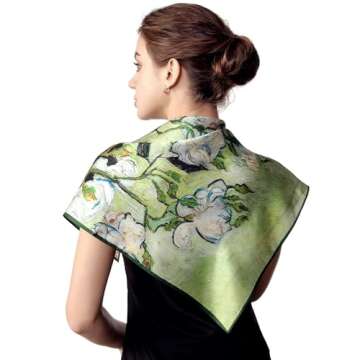 PoeticEHome 100% Pure Mulberry Silk Square Scarf 27"x27" Women Neckerchief Headscarf Gift Packed