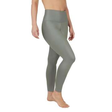 90 Degree By Reflex Women's High Waisted Tummy Control Squat Proof Faux Leather Pleather Ankle Leggings - Mulled Basil - Medium