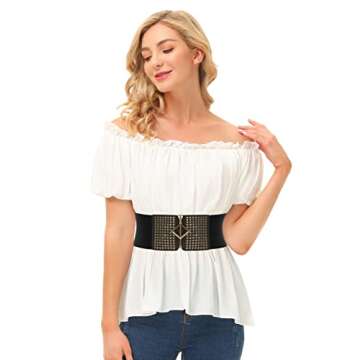 GRACE KARIN PU Leather Rivet Wide Waist Belt for Women