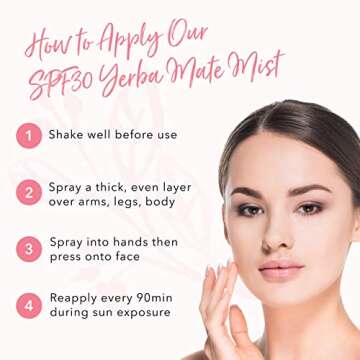 100% PURE Yerba Mate Mist SPF 30, 3.4 Fl Oz, Daily Face Sunscreen, Broad Spectrum UVA/UVB Protection, Water-Resistant, Zinc Oxide Natural Sunscreen, Mattifies Face, Mess-Free Application