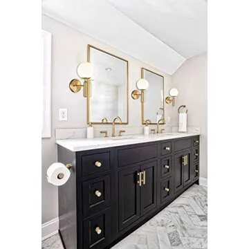 DIRYZON EUL Mid-Century Modern Wall Sconce Golden Globe Glass Wall Light for Bedroom Bathroom Set of 2