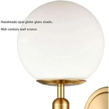 DIRYZON EUL Mid-Century Modern Wall Sconce Golden Globe Glass Wall Light for Bedroom Bathroom Set of 2