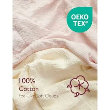 Momcozy Muslin Fitted Mini Crib Sheets, 38"x26", 2 Pack Soft Breathable Natural Cotton Baby Mattress Sheet, 360° Mattress Wrapping No Slip Boys Girls Neutral Toddler Bed Sheet, Beige Blush