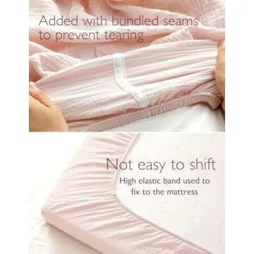 Momcozy Muslin Fitted Mini Crib Sheets, 38"x26", 2 Pack Soft Breathable Natural Cotton Baby Mattress Sheet, 360° Mattress Wrapping No Slip Boys Girls Neutral Toddler Bed Sheet, Beige Blush