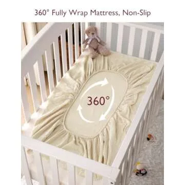 Momcozy Muslin Fitted Mini Crib Sheets, 38"x26", 2 Pack Soft Breathable Natural Cotton Baby Mattress Sheet, 360° Mattress Wrapping No Slip Boys Girls Neutral Toddler Bed Sheet, Beige Blush