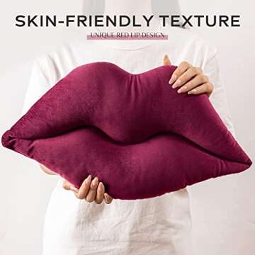 Ashler 3D Lips Throw Pillows Smooth Soft Velvet Insert Included Cushion for Couch Bed Living Room, Dark Purple, 24 X 12 inches