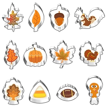 Hibery 12 Pcs Fall Cookie Cutters Set for Thanksgiving Baking