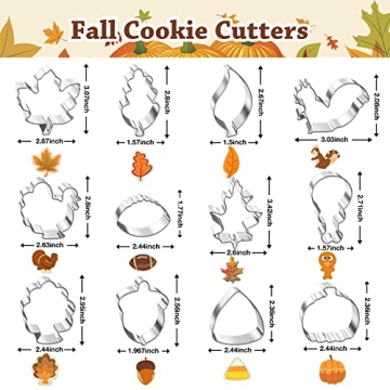 Hibery 12 Pcs Fall Cookie Cutters Set for Thanksgiving