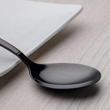 Berglander 20 Piece Titanium Black Plated Stainless Steel Flatware Set, 20 Pieces Black Silverware Set, Black Cutlery Set, Service for 4 (shiny Black)