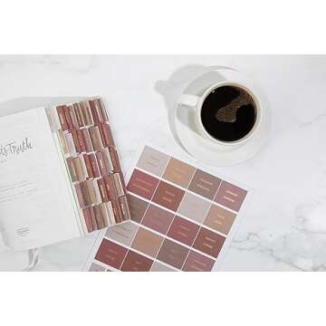 Decorative Bible Tabs for Women (96 Pieces) - Earth Tone Neutral Gold Foil Bible Tabs - Laminated Bible Labels Tabs – Remove & Replace Bible Index Tabs - Bible Study Supplies for Women (Sunset)