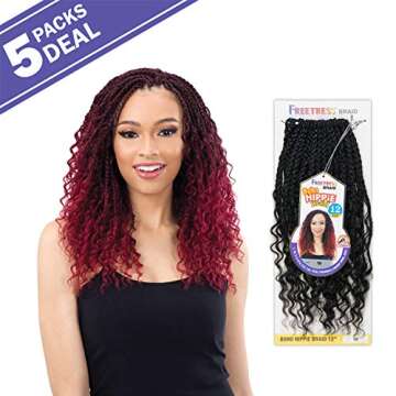 FreeTress Crochet Braids Boho Hippie Braid 12" (5-PACK, 1B)