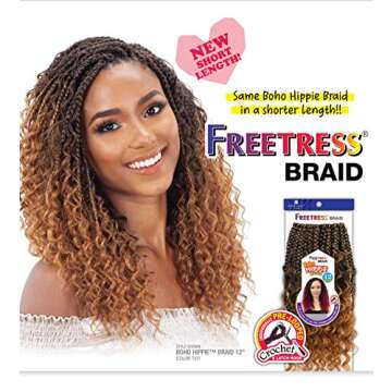 FreeTress Crochet Braids Boho Hippie Braid 12" (5-PACK, 1B)