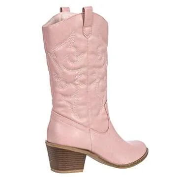 Charles Albert Womens Boot Embroidered Modern Western Cowboy, Blush (7) Cowboy Style_Blush_7