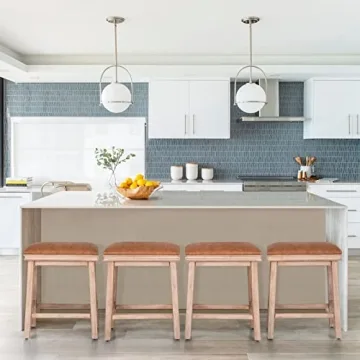 Sophia & William Set of 4 Counter Height Bar Stools with Solid Wood Legs and Modern Upholstery for K...