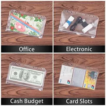 HAUTOCO 30PCS A6 Cash Envelopes and Bussiness Card Holder, Zipper Budget Envelopes for Budgeting, Money Envelopes for Cash Saving, Clear PVC 6-Holes Binder Pockets Document Pouch for A6 Budget Binder
