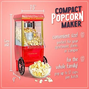 Nostalgia Vintage Hot-Air Popcorn Maker for Healthier Snacking