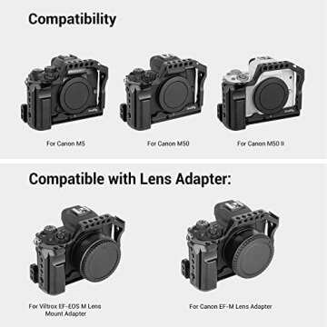 SmallRig M50 /M50 II /M5 Cage (Upgraded), Aluminum Alloy Video Film Movie Making Rig with Integrated Grip and NATO Rail for Canon M50 /M50 II /M5 2168C
