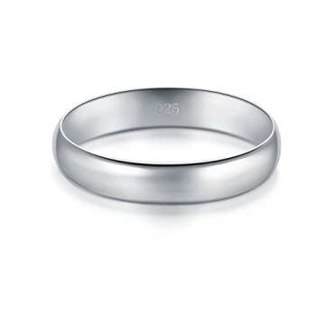 BORUO Silver Ring, 925 Pure Sterling Silver Band - Elegant Unisex Ring for Women and Men - 4mm Width...