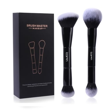 Brush Master 2Pcs Duo End Foundation Powder Blush Buffer and Contour Highlight Brushes, Double-ended...
