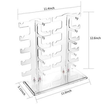 Lamoutor 2 Row Sunglasses Rack Holder Glasses Display Stand Transparent