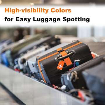 8 Pack Luggage Straps and Silicone Tags Set (4 Straps, 4 Tags), Luggage Straps for Suitcases TSA Approved Suitcase Belt Luggage Tags, Orange