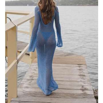 Sexy See Through Mesh Sheer Lace Patchwork Maxi Dress Perspective Ruffle Backless Long Dress Split Beach Party Wear