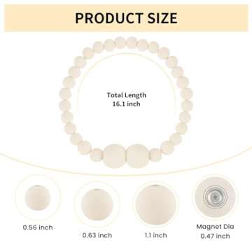 Magnetic Curtain Tiebacks, 2 Pack Curtain Holdbacks for Draperies, Wood Bead Curtain Tiebacks, Elegant Curtain Tie Backs for Bedroom Decor, Boho Room Decor, Nursery Decor, Farmhouse Decor