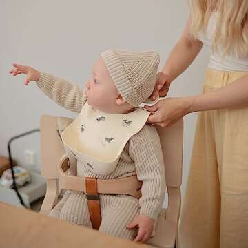 mushie Silicone Baby Bib | Adjustable Fit Waterproof Bibs (Whales)