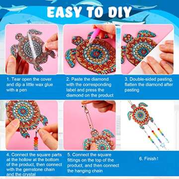 Queekay Ocean Diamond Art Wind Chime Kits for Home Decor