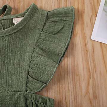 Nanalove Baby Girls Summer Romper Frilled Sleeveless Ruffle Jumpsuit Short Playsuit Outfits (Green, 6-9 Months)