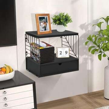 Elegant Floating Nightstand Shelf with Drawer for Home