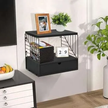 Elegant Floating Nightstand Shelf with Drawer for Home