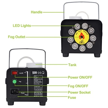 ATDAWN Smoke Machine with LED Lights for Events