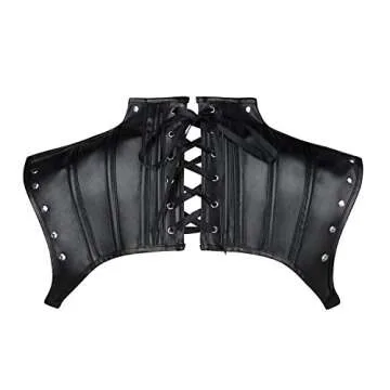 Charmian Women's Steampunk Gothic Accessories PU Leather Pauldron Collared Rivet Armor Costume Shrug...