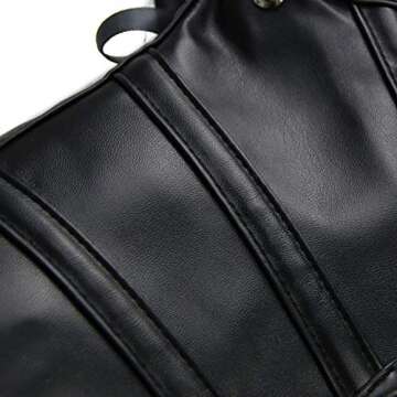 Charmian Women's Steampunk Gothic Accessories PU Leather Pauldron Collared Rivet Armor Costume Shrug Jacket Black XX-Large