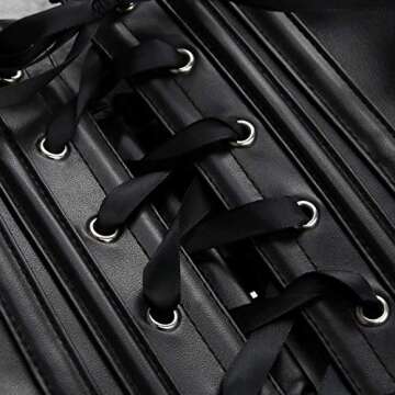 Charmian Women's Steampunk Gothic Accessories PU Leather Pauldron Collared Rivet Armor Costume Shrug Jacket Black XX-Large