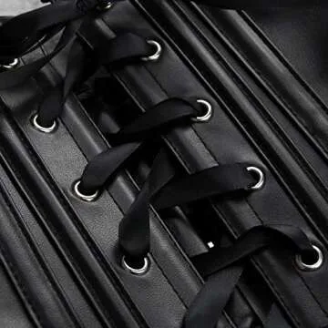 Charmian Women's Steampunk Gothic Accessories PU Leather Pauldron Collared Rivet Armor Costume Shrug Jacket Black XX-Large