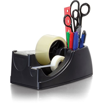 Officemate Heavy Duty Weighted 2-in-1 Tape Dispenser - Eco-Friendly and Efficient, Black (96660)