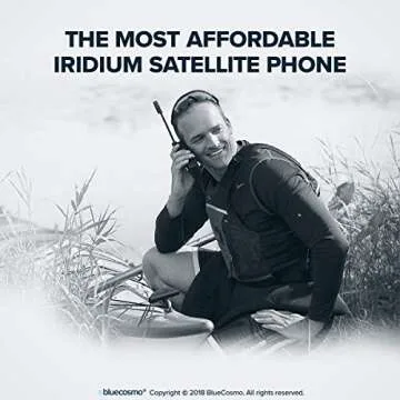 BlueCosmo Iridium 9555 Satellite Phone Bundle - Only Truly Global Satellite Phone - Voice, SMS Text Messaging - Prepaid SIM Card Included - Online Activation - 24/7