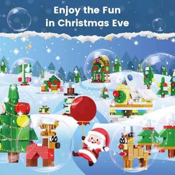 Advent Calendar 2023 - Xmas Themed Building Toys - 24 Days Christmas Countdown Calendar, Christmas S...