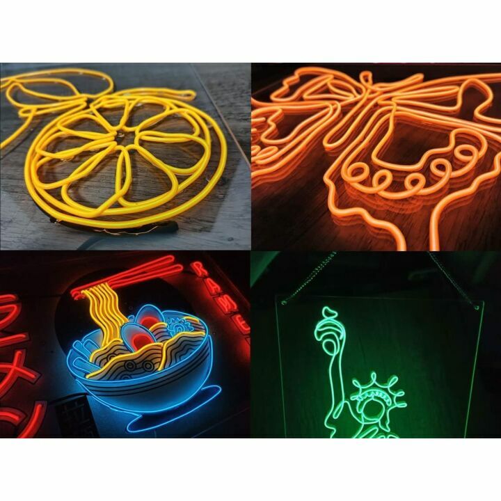 Handcrafted EL Wire Digital Camera Neon Sign in Pink