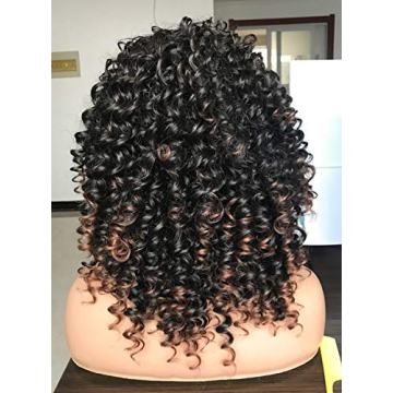 PRETTIEST Afro Curly Wigs Black with Warm Brown Highlights Wigs with Bangs for Black Women Natural Looking for Daily Wear (Ombre Brown)