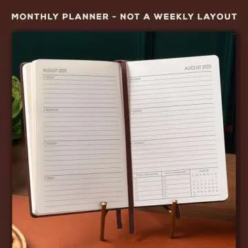 Beechmore Books Planner - A5, Brown | Premium 2025 Diary | Hardcover Journal with Vegan Leather, Thick 120gsm Paper | With Year & Month View, Goal Setting, Appointments Planning, Gift Box