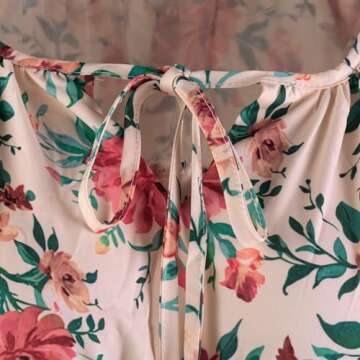 Womens 2024 Summer Maxi Dress Silhouette A-line Dresses Bohemian V-Neck Pleated Puffy Sleeves Floral Print Casual Dress (US, Alpha, Small, Regular, Regular, Floral)