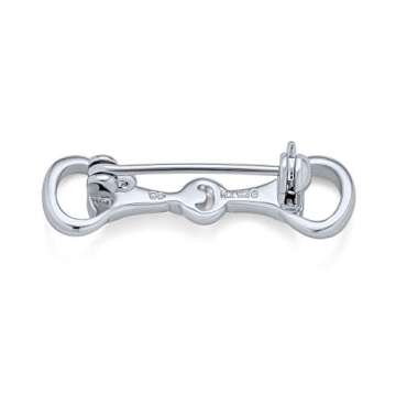 Equine Equestrian Gift Double Bit Horse Snaffle Bit Brooch Pin Western Jewelry For Women .925 Sterli...