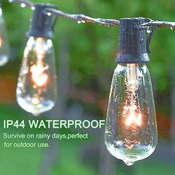 GOOTHY Outdoor String Lights 45Ft ST40 Vintage Patio Lights with 32 Edison Bulb (2 Spare), Backyard Lights UL Listed for Indoor Outdoor Party Balcony Markets Garden Decor, 7W/ E17 Screw Base- Black